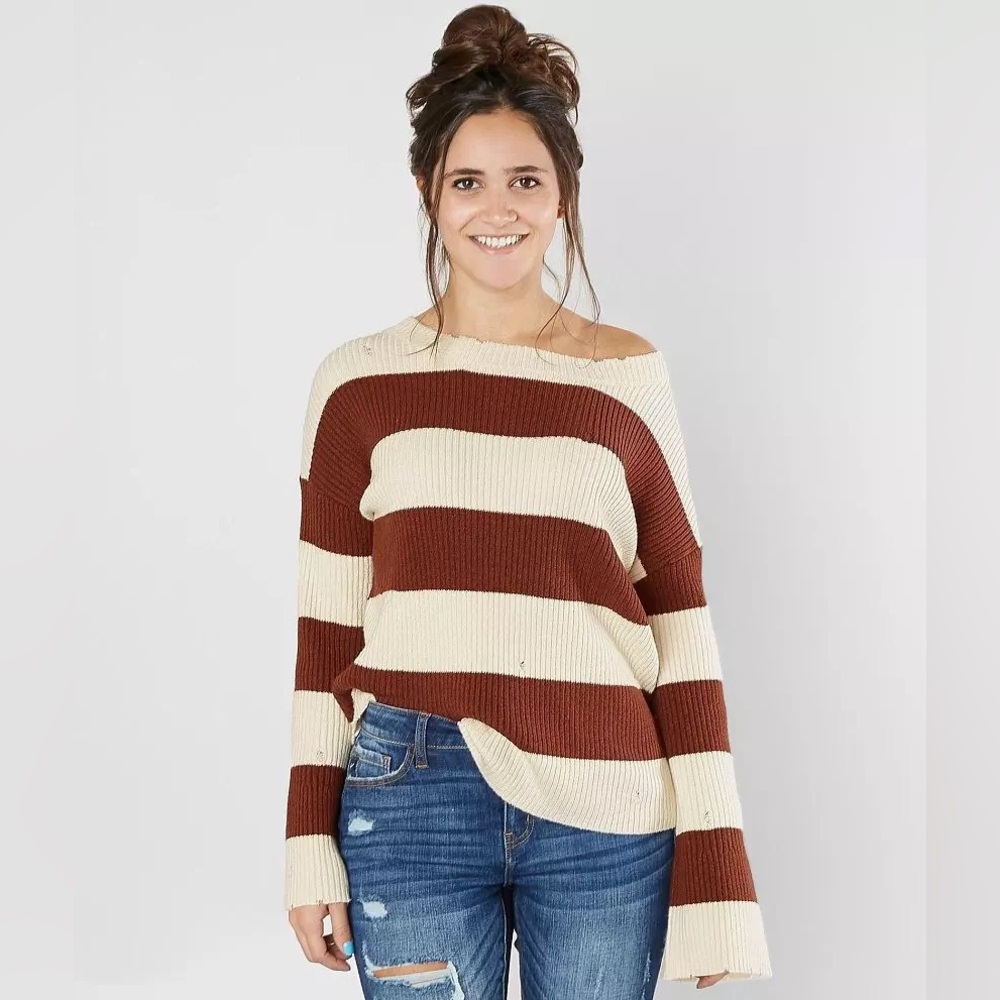 Distressed Striped Sweater
